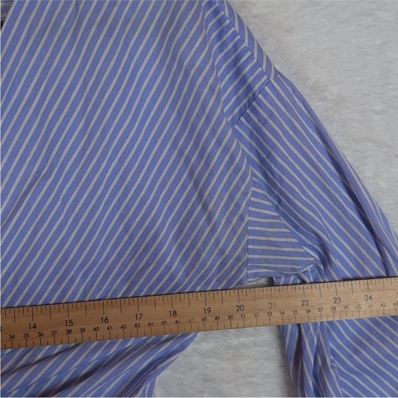 Zara Blue and White Striped wrap Blouse small - Picture 5 of 6